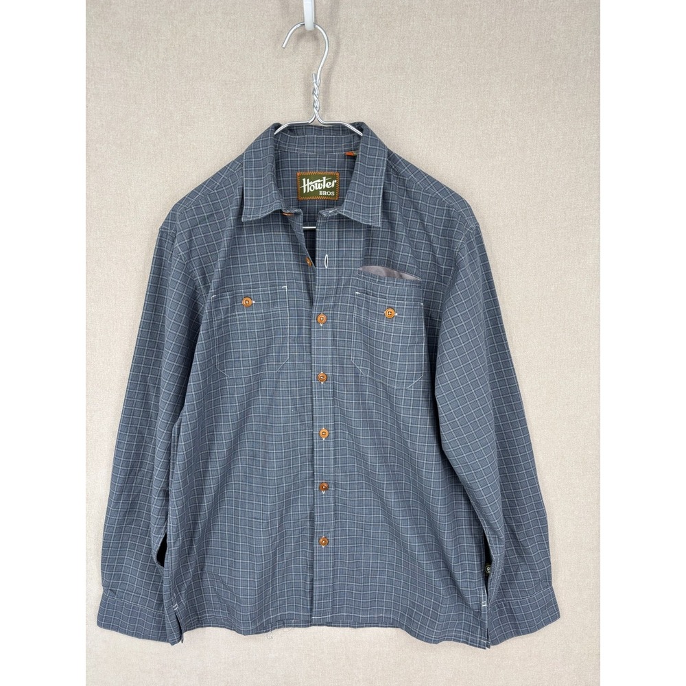 Howler Bros Shirt Mens M Blue Plaid Woven Button Up Work Pockets